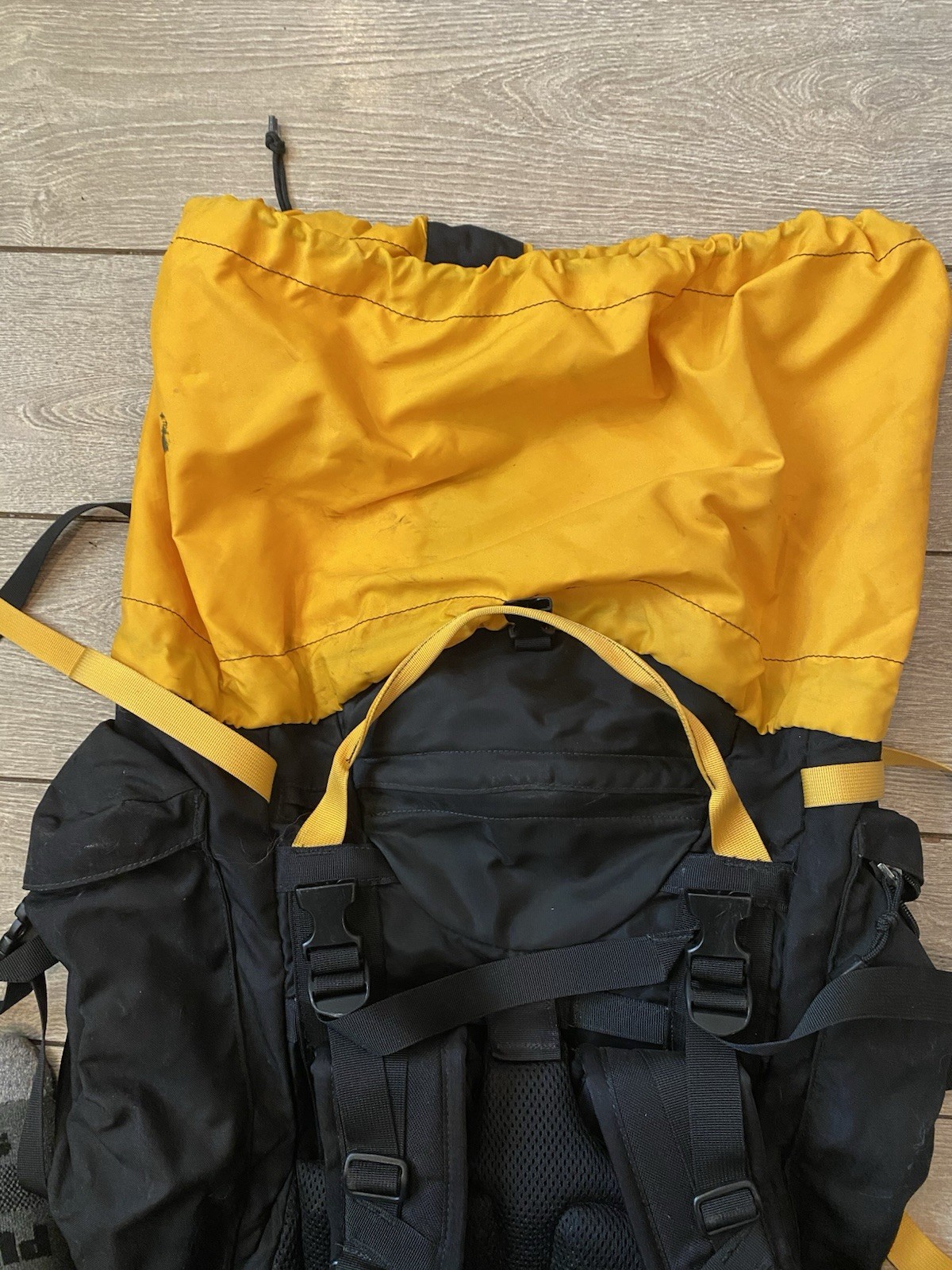 The North Face TNF Spectrum Internal Frame Backpack 90L Hiking- Black Yellow