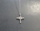 Estate HAROLD TRUJILLO Cross Pendant With White Zircon Stones Sterling 18" chain — photo 3