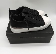 DKNY Women's Black White Low-Top Sneakers 8M Leather Man-Made Material NEW