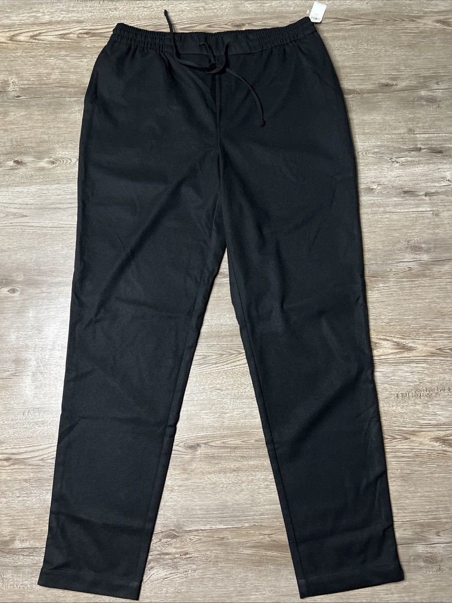 Old Navy Flannel Pull On Pants Womens Large Tall Black Tapered Leg