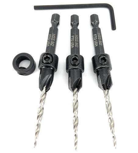 Countersink Drill Bit Set for Wood with Tapered Drill Bit 3 Pc #6 (9/64") - Picture 8 of 9