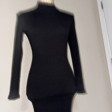 Windsor Womens Medium Black Long Sleeve Mock Neck Ribbed Knit Dress Bodycon