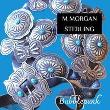 Collector's Sterling Silver Concho Belt Navajo M MORGAN Signed 373g  Vintage