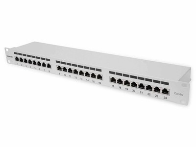 Intellinet Patch Panel, Cat6a, FTP, 24-Port, 1U, Shielded, 90° Top-Entry Punch D