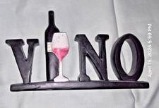 Enseigne à vin décorative vino bois noir