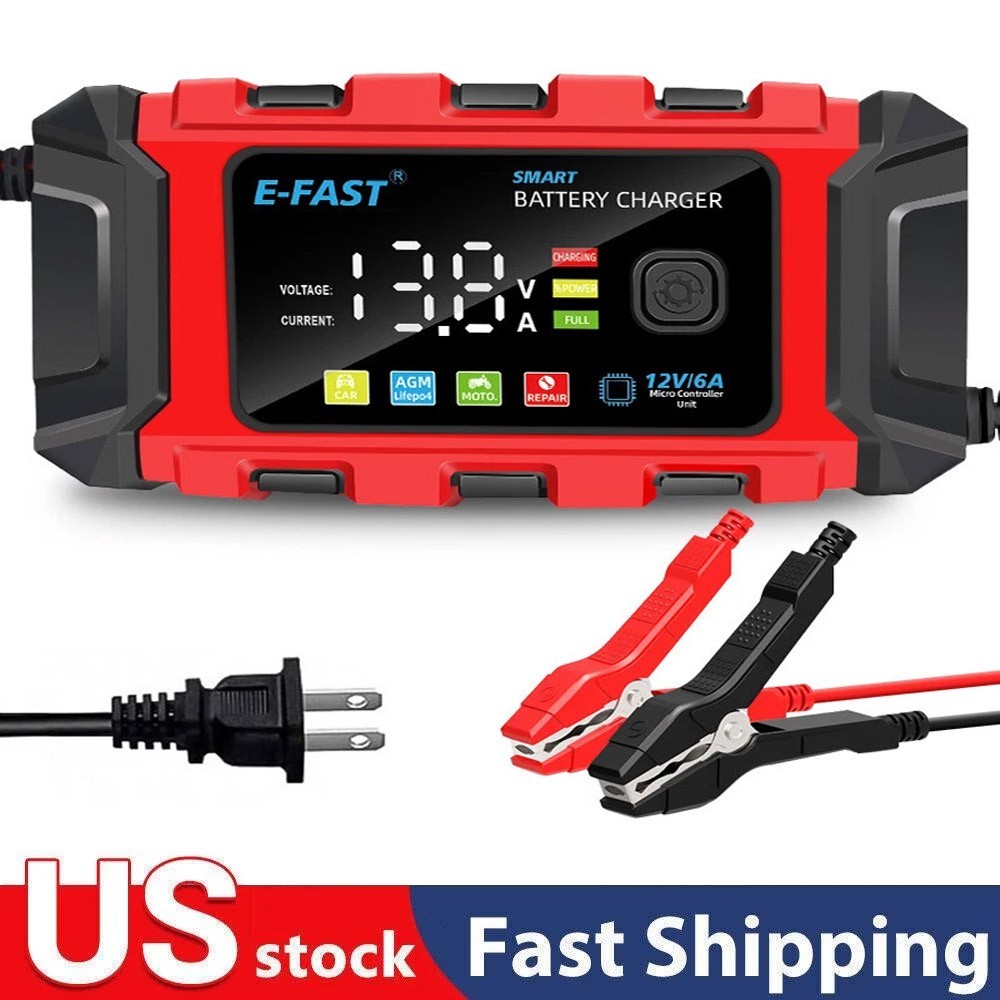 12V Smart Car Battery Charger Automatic Lifepo4 Repair Maintainer Trickle