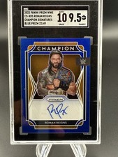 2022 Panini Prizm WWE Roman Reigns Champ Auto Blue Prizm /49 SGC 9.5 Auto 10