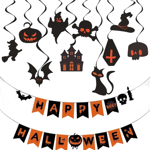 5 STK Halloween Deko Set,Halloween Banner,Halloween Girlande,Halloween