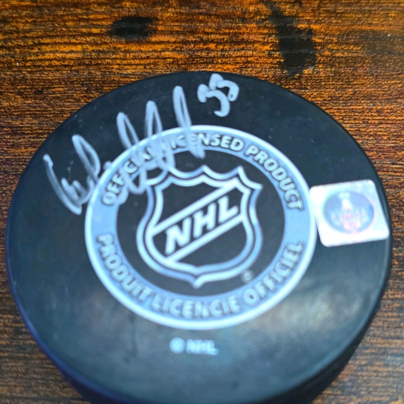 Fredrik Modin (#33) Signed Tampa Bay Lightning 2016 Stanley Cup Playoffs Puck