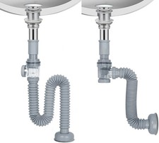 1-1/4" Bathroom Sink Drain, Universal Sink Drain Pipe W/Cleanout, P-Trap Backflo