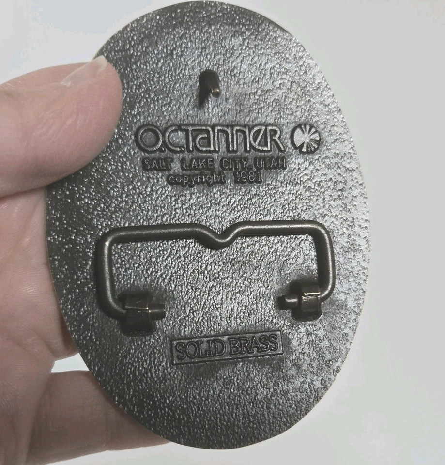 O.C. TANNER Solid Brass Belt Buckle Marconi Vintage 1981 - Image 3 of 4