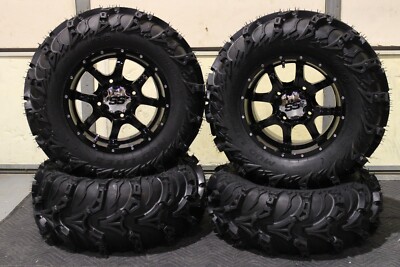 SCRAMBLER 850 27'' MUD LITE II & 14'' COBRA BLK ATV TIRE & WHEEL KIT POL1CA