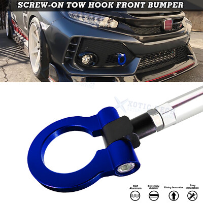 Front Bumper Blue JDM Track Racing Style Tow Hook Set For Honda Fit Insight CRZ