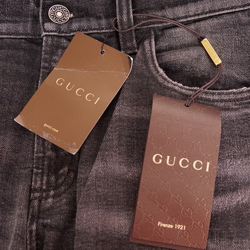 sz 42 NEW $895 GUCCI RUNWAY Black STONE WASHED Stretch DISTRESSED Cropped JEANS - Picture 20 of 24