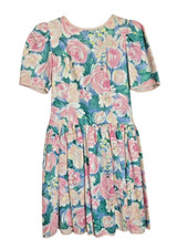 Sandy Shaw Girls Size 8 80s Floral Dress Tea/Knee Length Union Label Vintage