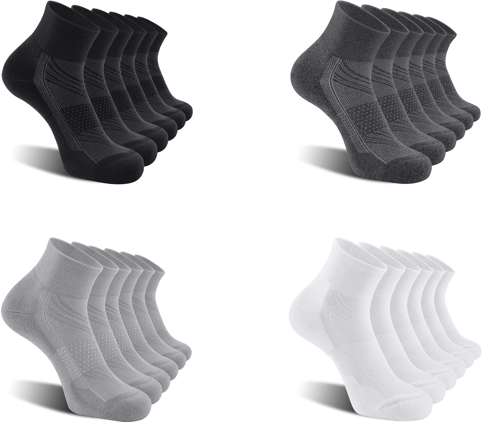 CelerSport Men's Cushioned Quarter Athletic Socks (6 Pairs)