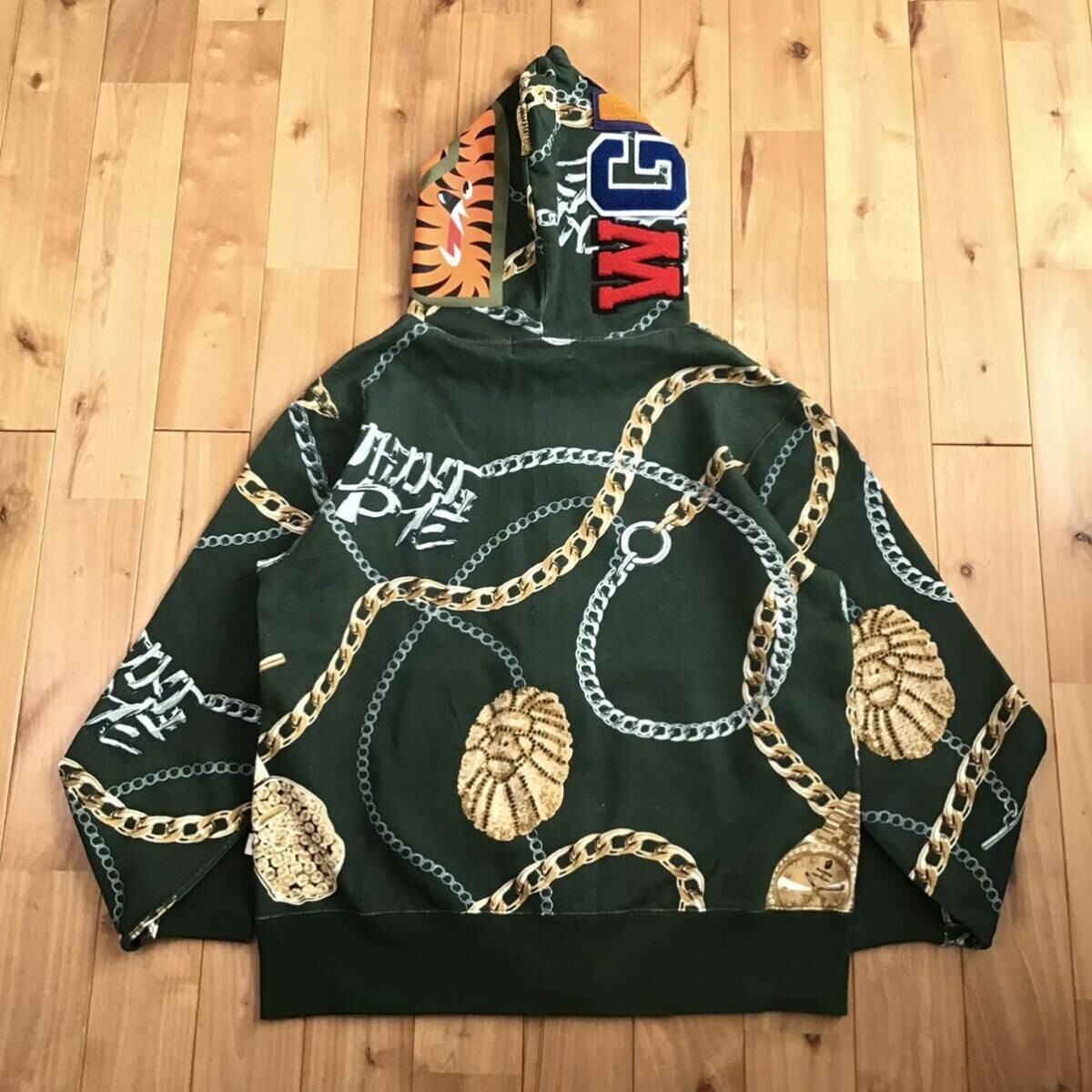 BAPE JEWELS SHARK FULL ZIP HOODIE Green A Bathing Ape Size M | eBay