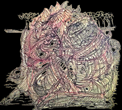 Surrealist, pastel drawing print-The Bull Fight: Toros and Toreros