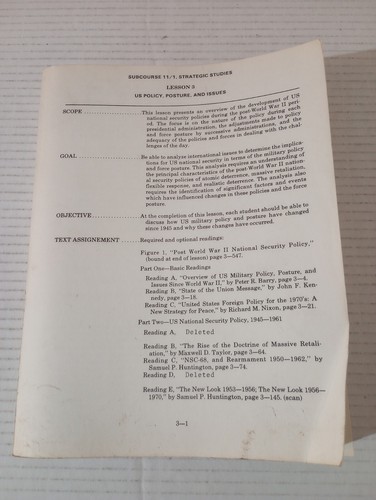 US Policies Postures And Issues Textbook US Army Vintage 1981