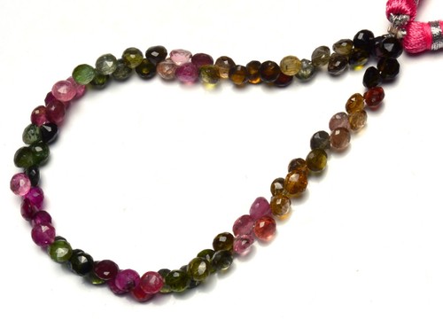 Collier De Perles En Tourmaline Multicolore - Rondelles Lisses 5,5mm, 120 Carats, Longueur 17,5 Pouces