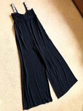 Zara Black Strapy Jumpsuit With Faux Pearls Size XS UK 8