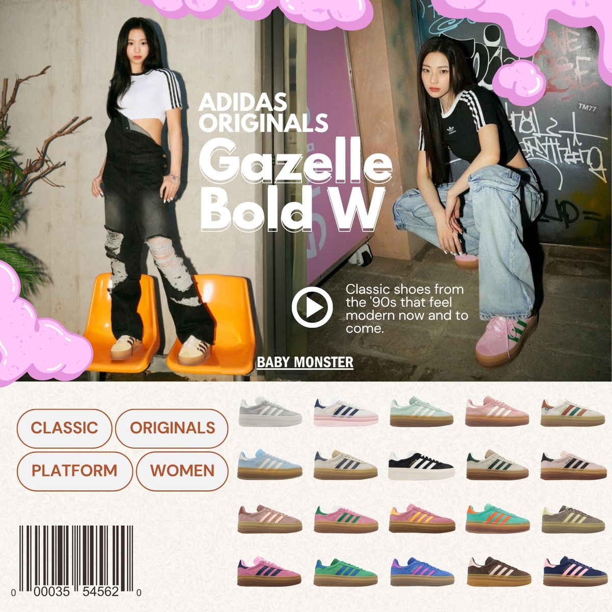 adidas Originals Gazelle Bold W Baby Monster Women Casual