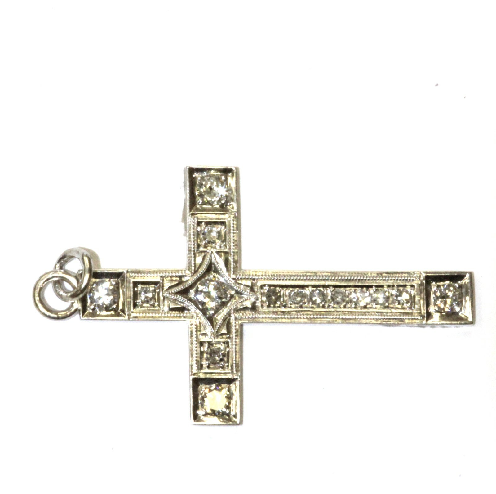 14k white gold .77ct VS1 G diamond cross pendant … - image 9