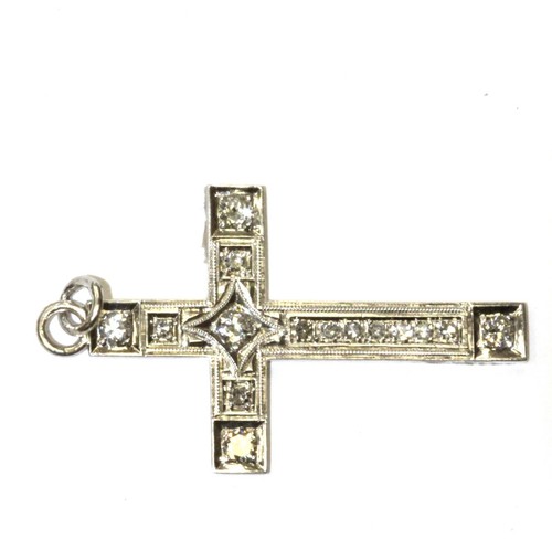 14k white gold .77ct VS1 G diamond cross pendant charm 5g estate vintage - Imagen 9 de 9