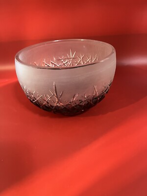 Caesar Crystal Hoarfrost Cut To Clear Amethyst Purple 7  Frosted Bohemian Bowl