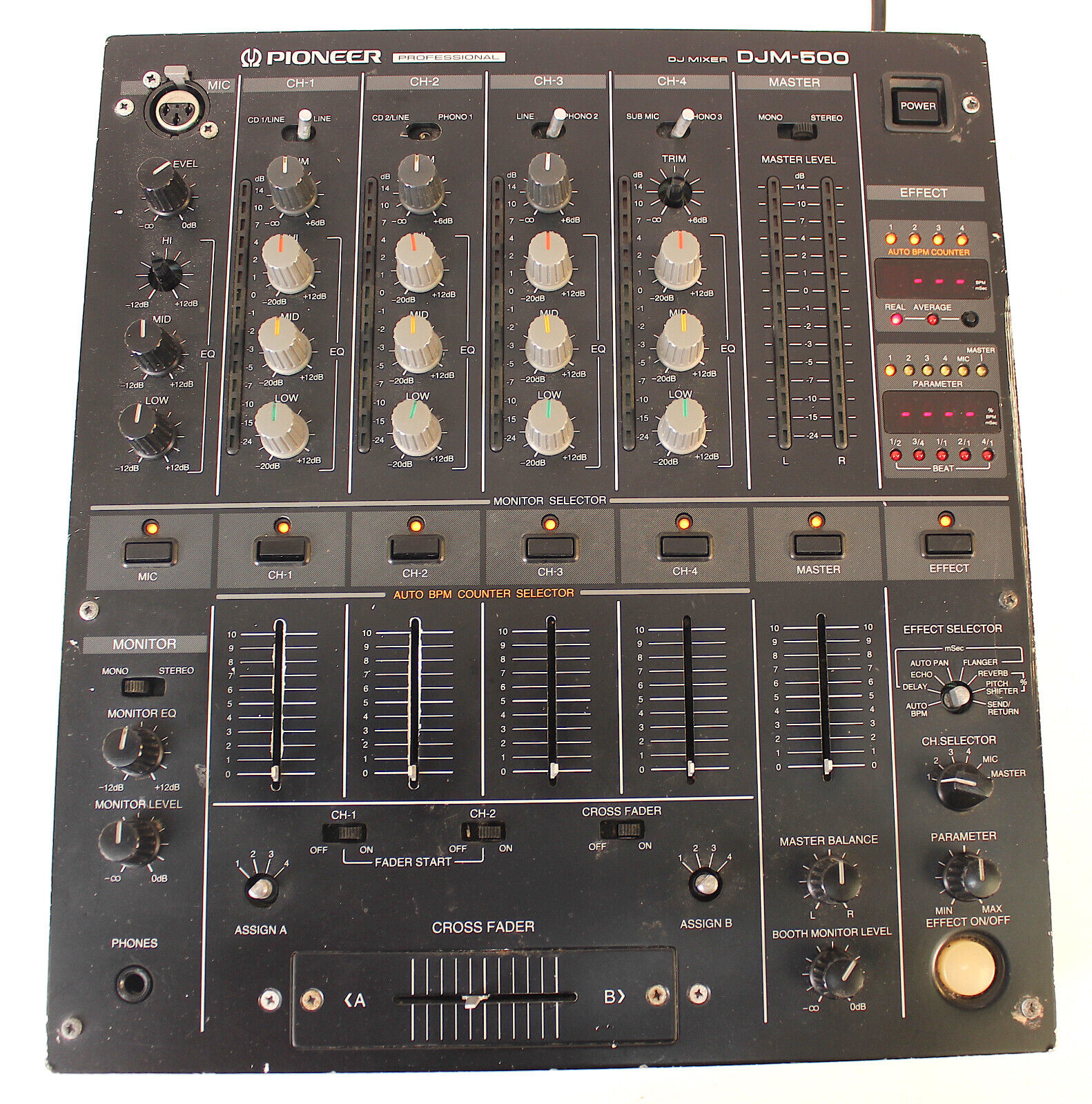 Vintage Pioneer DJM-500 Pro DJ Mixer • Tested • Needs Some Maintainence