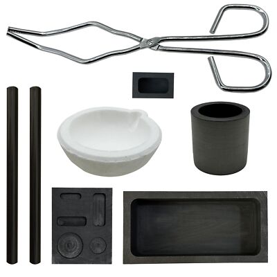8 Pcs Graphite Torch Melting Casting Kit Ingot Mould Quartz Crucible