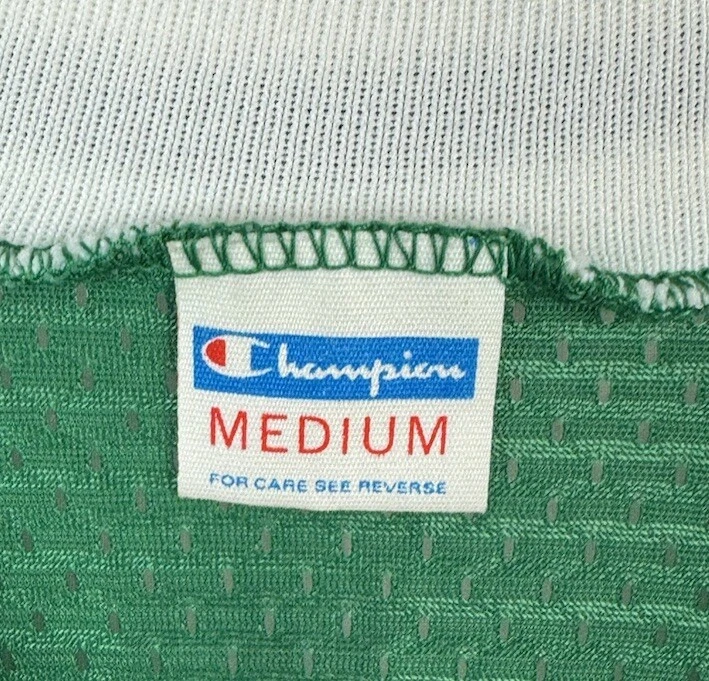 Vintage Champion Blue Bar Shirt Jersey Nylon Mesh Medium Green USA 70s 80s - Image 4 of 4