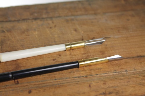 2 pennino stilografico calligrafia calligrafia stile antico trasformato osso e corno - Foto 5 di 7