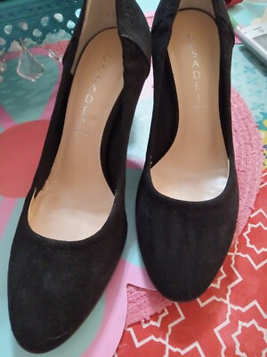 CASADEI HEEL SHOES BLACK SUADE NWB SIZE 8.5, 38.5 UNWORN EXCELLENT MAKE ANY OFFR