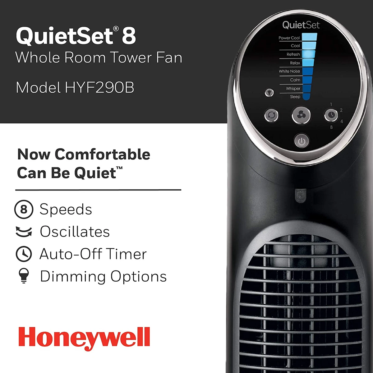 Honeywell Quietset Whole Room Tower Fan-Black, HYF290B | eBay