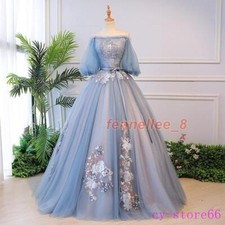 Women's Gorgeous Off Shoulder Tulle Flowers Evening Dresses Banquet Gown Prom SZ