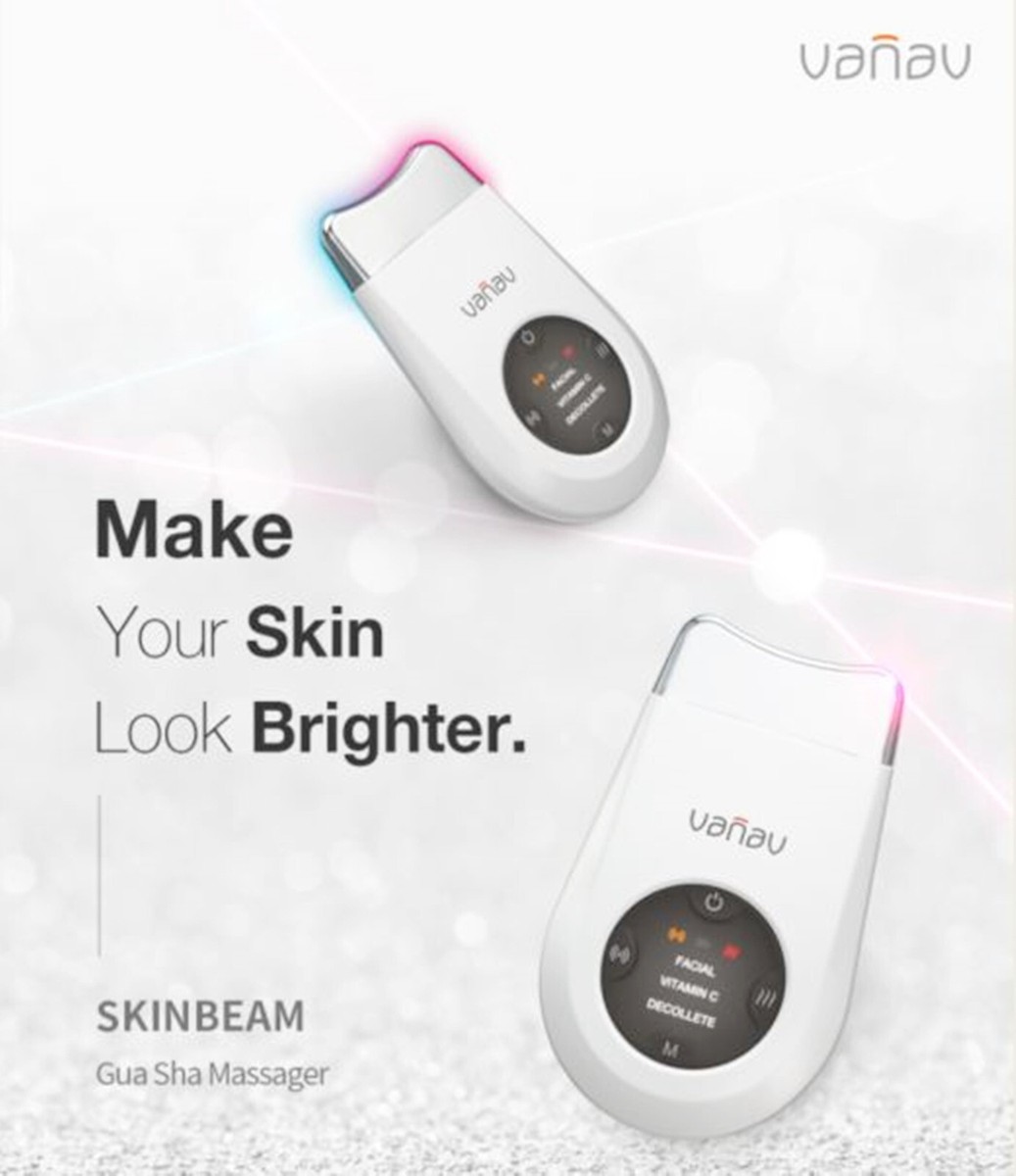 VANAV SKIN BEAM Galvanic LED Neck Facial Massager Gua sha head SKB