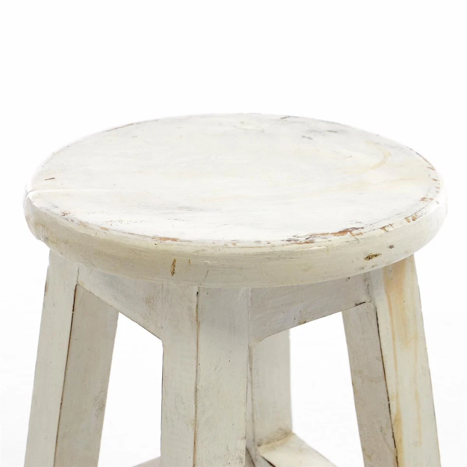 DIVERO Hocker Holz Vintage-Look Sitzhocker Holzhocker rund massiv 40 cm hoch - Bild 3 von 4