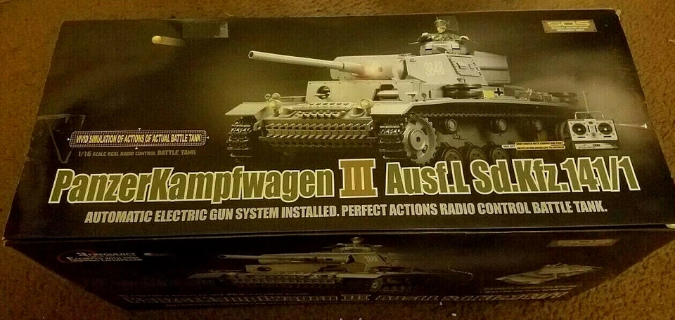 NAZI PanzerKampfwagen III Ausf.L Sd.Kfz.141/1 R/C 1/16 Battle Tank 3848 - Nuevo Foto 3 de 4