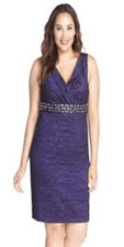 Eliza J Women’s Size 20 Beaded Waist Knee Length Dress Purple Sleeveless