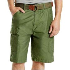 NWT Men's LEVI'S Fort Belted Cargo Squad Ace Carrier Gellar Shorts Army Green