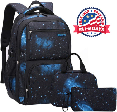 Juego De Mochila y Lonchera Escolar Para niños bolsa estampado de galaxias neuvo