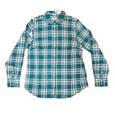 J Crew Plaid Flannel Shirt Mens Size Small Teal  White 89.50 Msrp New NWT