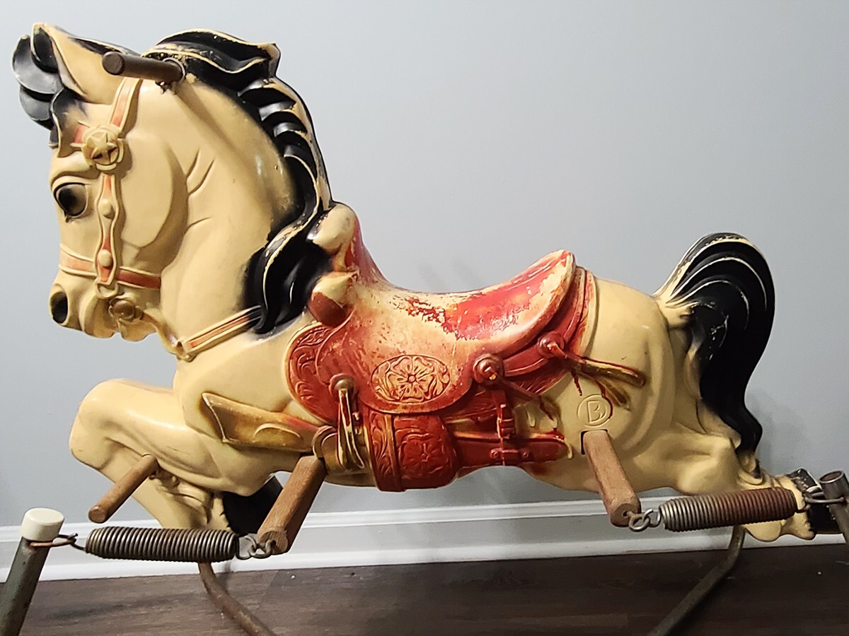 Vintage Wooden Rocking Antique Hobby Horse 1950's Rare