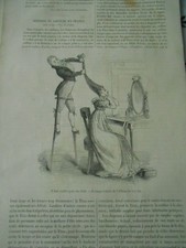 Costume Coiffeur sur des échasse il faut souffrir pour etre belle Old Print 1882