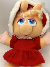 Vintage 1987 Baby Miss Piggy Christmas Plush 11" Jim Henson Muppets Doll