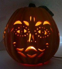Halloween Pumpkin Jack O Lantern Carved Lights Up