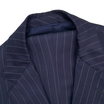 Bespoke 46 L David August '' Black '' Navy Blue Zoot Suit Wool Suit Made  USA