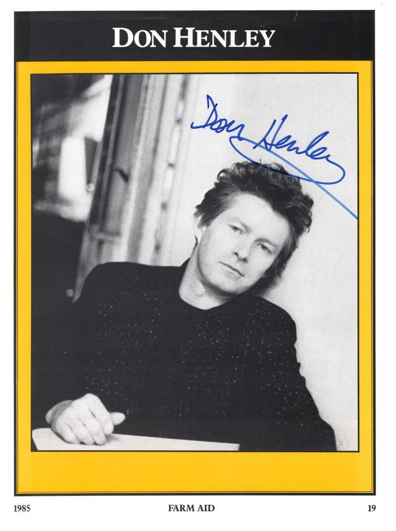 Don Henley Autographed Signed Eagles 8.5x11.5 Farm Aid Program Photo - JSA COA 