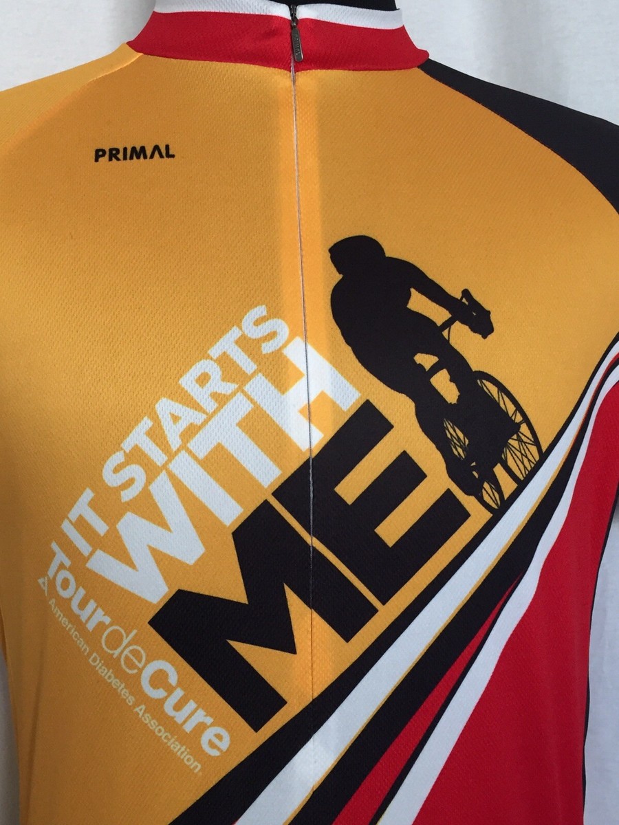 Primal Cycling Jersey Mens Large L Tour de Cure Yellow Red